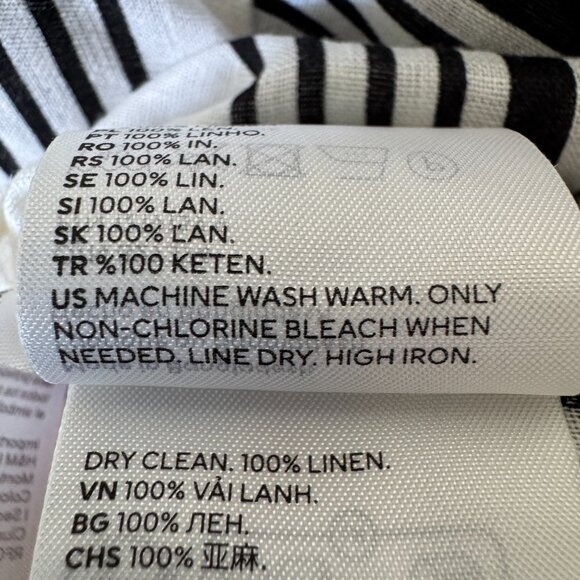 H&M Linen Popover Shirt Tunic Oversized Band Collar Dropped Shoulders Wide Cuffs - Picture 11 of 16